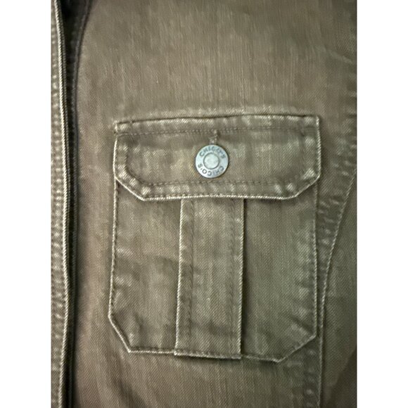 Chicos Additions Brown Button-Front Military-Style Jacket Size 3 Cotton Blend - Picture 9 of 10